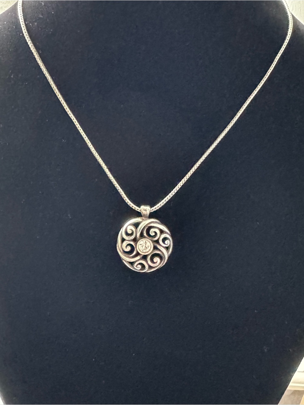 Brighton Silver-Tone Swirl Round Pendant Necklace